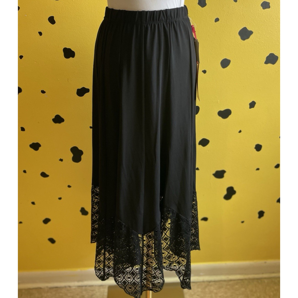 Black Skirt Size M Lace Hem Dark Academia Fairy Grunge Whitchy Boho Goth New